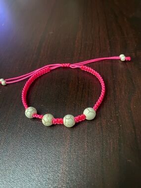 Adjustable Pink Beaded Macramé Bracelet